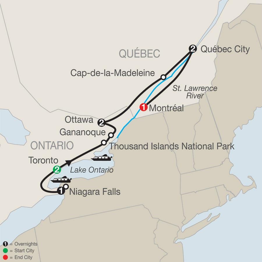 Kat jeyografik la nan kanada, Quebec ak lavil