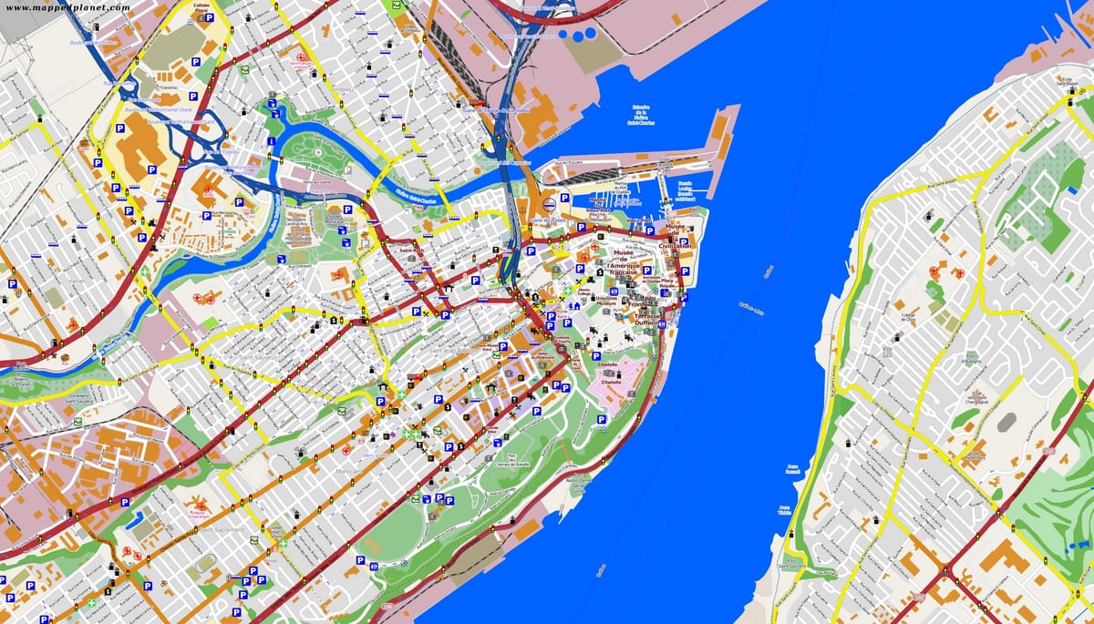 Kat jeyografik nan Quebec City ak nan zòn ki antoure
