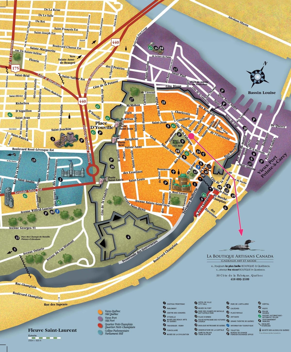 old Quebec City atraksyon kat jeyografik