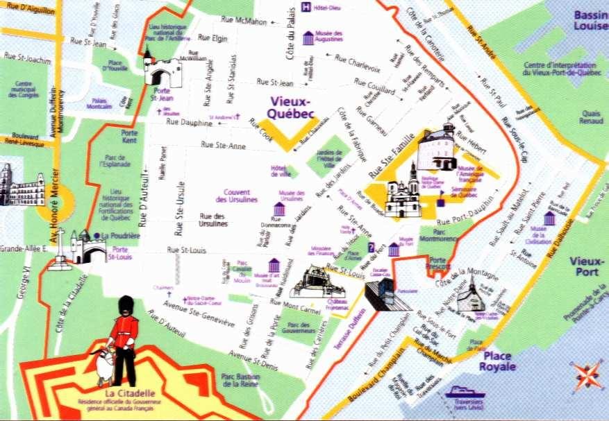 vil la fin vye granmoun Quebec City kat jeyografik