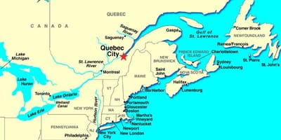 Quebec City kat jeyografik la nan kanada